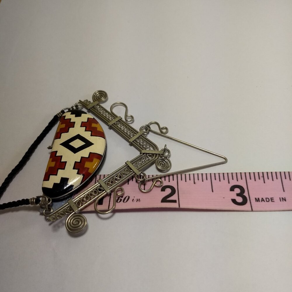 Geometric Pattern & Wire Wrap Statement Pendant N… - image 4